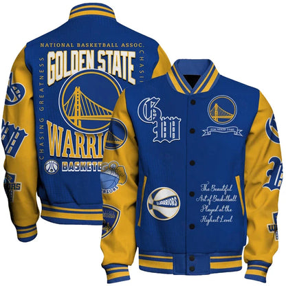 [HOT DEAL] NEW CUSTOMIZED NBA12 GSW GOLDEN STATE WARRIORS BASEBALL JACKET, SATIN VARSITY JACKET