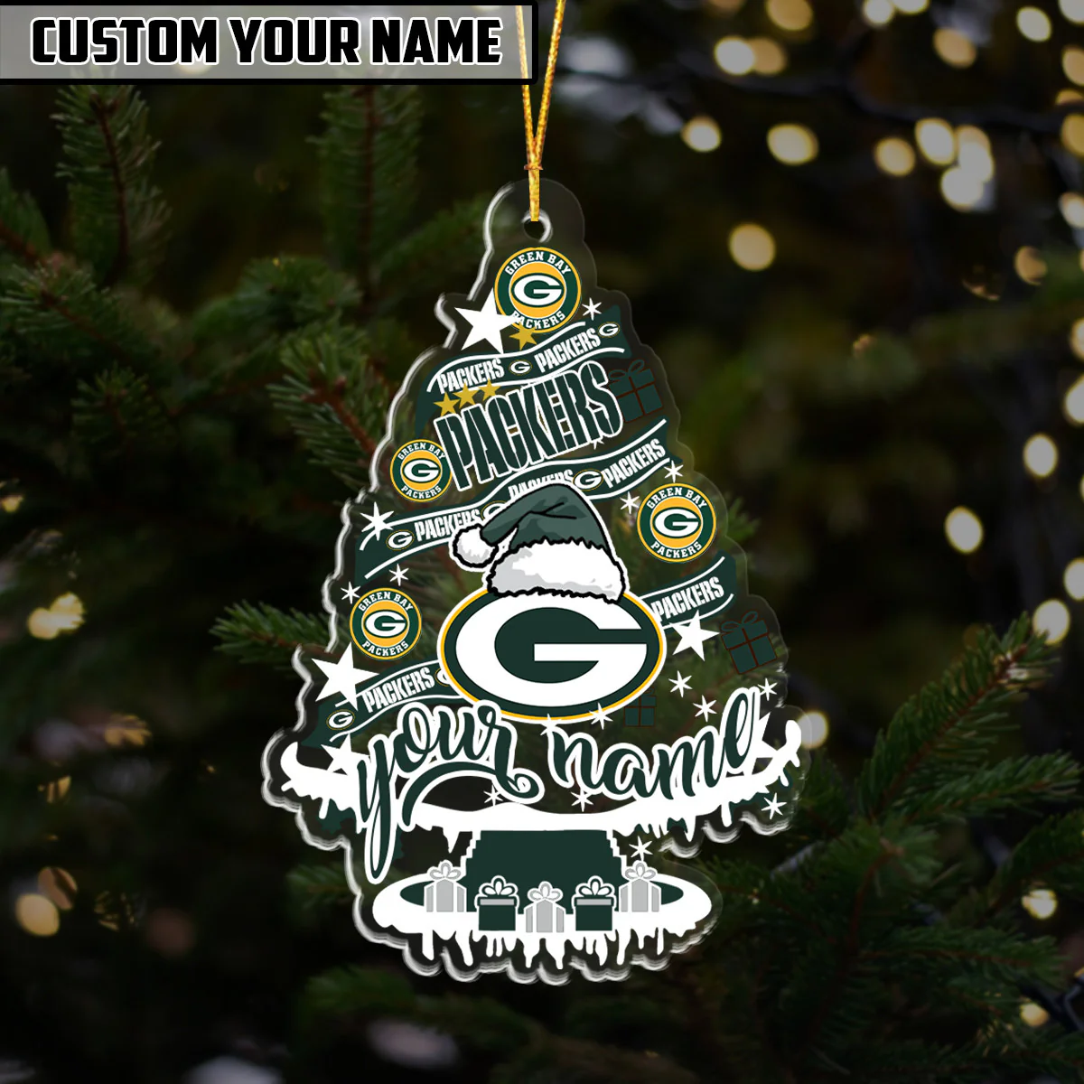 [SPECIAL OFFER] NEW CUSTOMIZED NFL08 GBP GREEN BAY PACKERS CHRISTMAS ACRYLIC ORNAMENT
