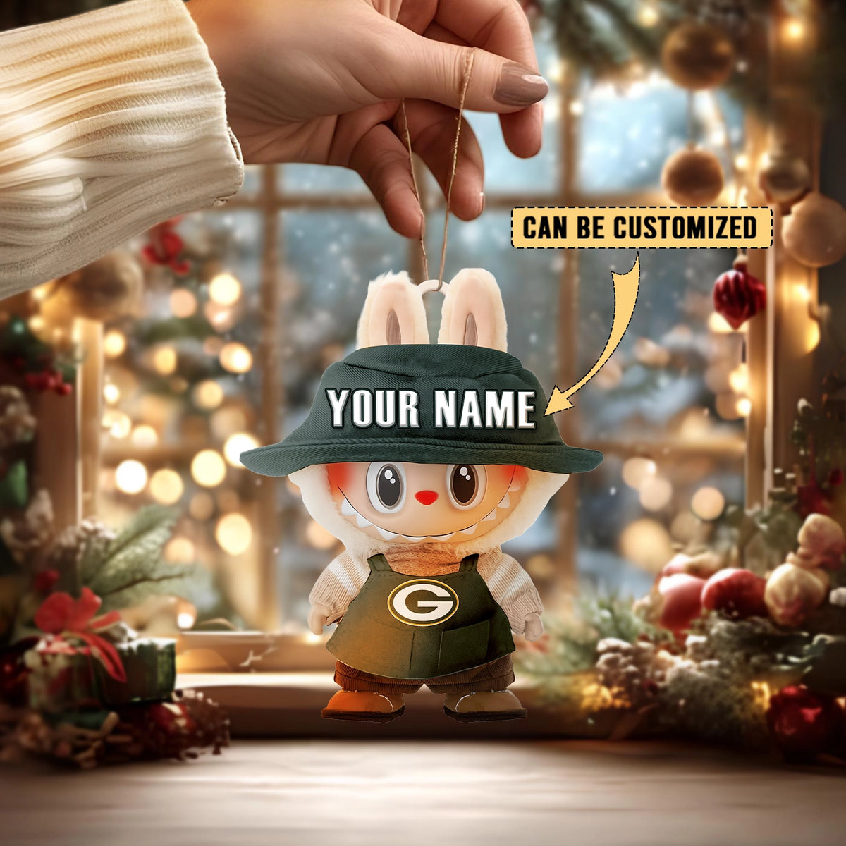 [SPECIAL OFFER] NEW CUSTOMIZED NFL08 GBP GREEN BAY PACKERS LABUBU CHRISTMAS ACRYLIC ORNAMENT