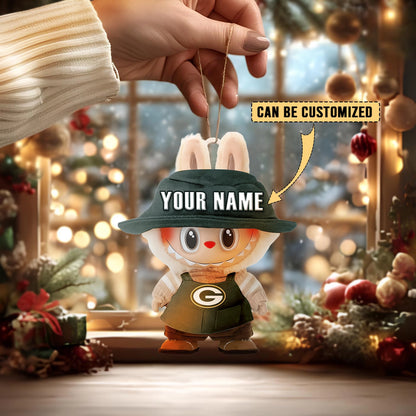 [SPECIAL OFFER] NEW CUSTOMIZED NFL08 GBP GREEN BAY PACKERS LABUBU CHRISTMAS ACRYLIC ORNAMENT