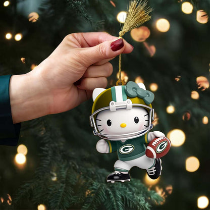 [SPECIAL OFFER] NEW CUSTOMIZED NFL08 GBP GREEN BAY PACKERS HELLO KITTY ACRYLIC ORNAMENT