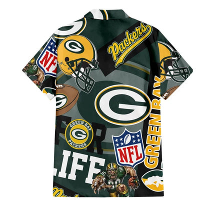 [SPECIAL OFFER] NEW CUSTOMIZED NFL08 GBP GREEN BAY PACKERS UNISEX HAWAIIAN SHIRT & SHORTS SET