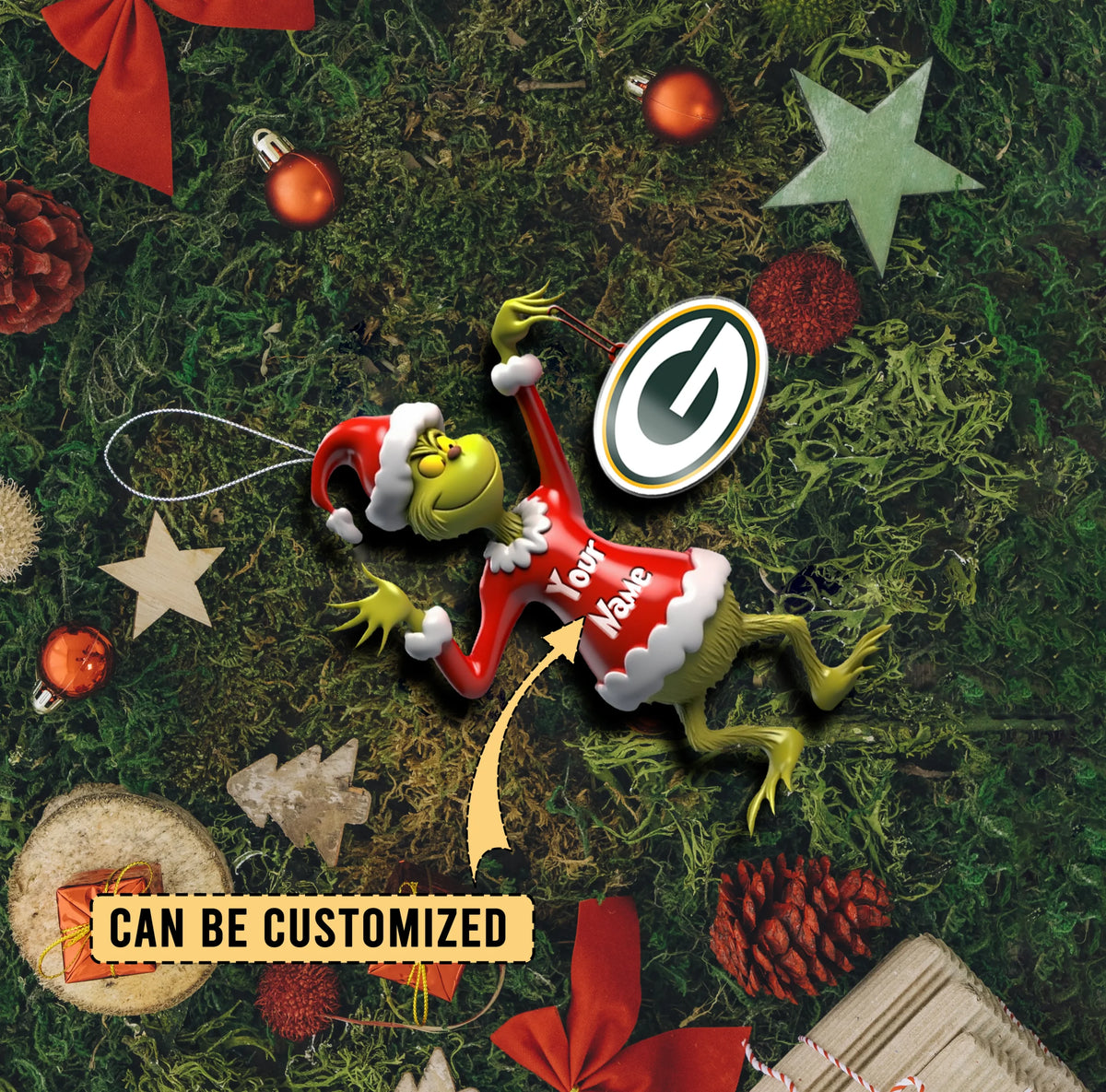 [SPECIAL OFFER] NEW CUSTOMIZED NFL08 GBP GREEN BAY PACKERS CHRISTMAS ACRYLIC ORNAMENT
