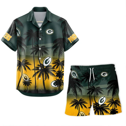 [SPECIAL OFFER] NEW CUSTOMIZED NFL08 GBP GREEN BAY PACKERS UNISEX HAWAIIAN SHIRT & SHORTS SET