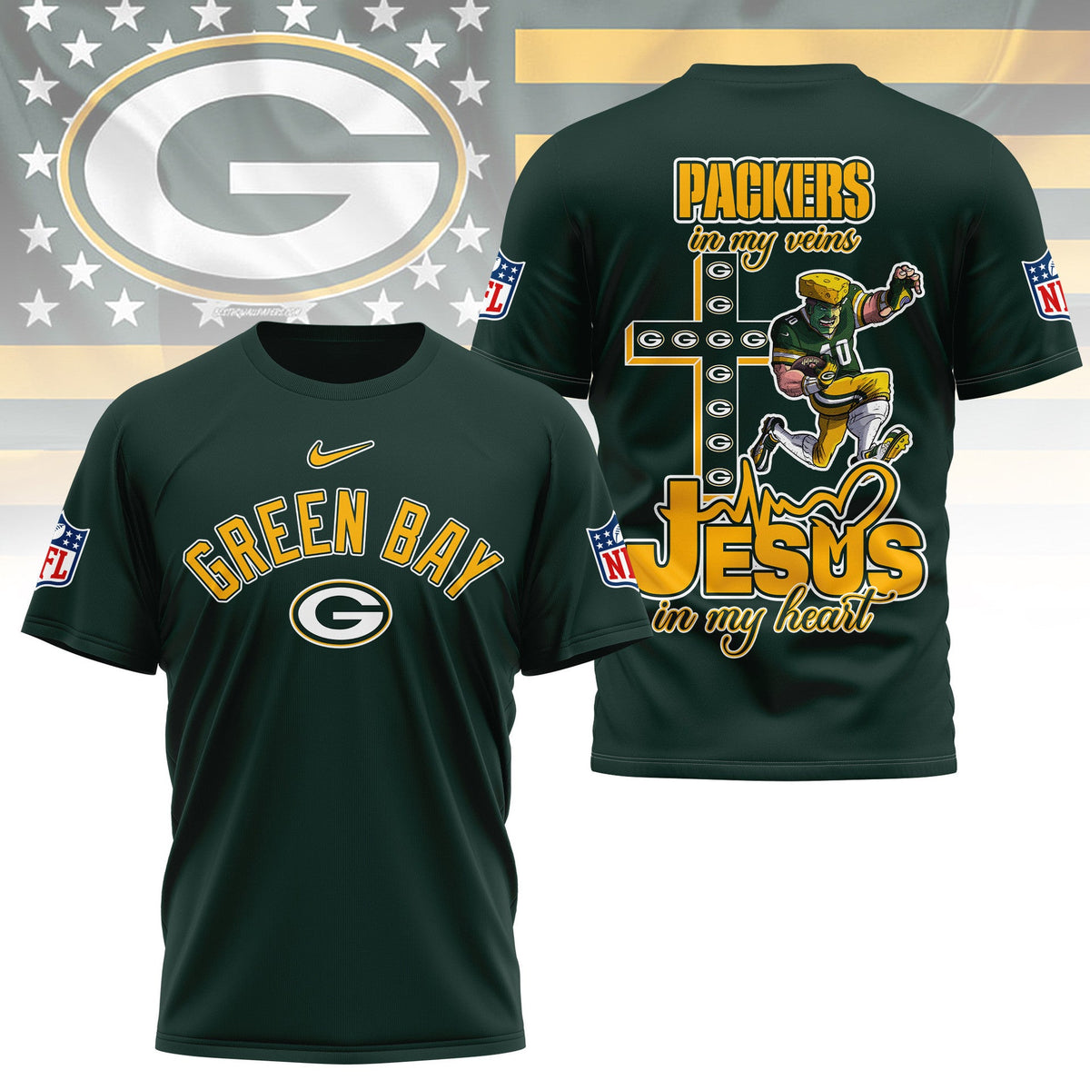 [SPECIAL OFFER] NEW CUSTOMIZED NFL08 GBP GREEN BAY PACKERS T-SHIRT | MULTIPLE COLORS AVAILABLE