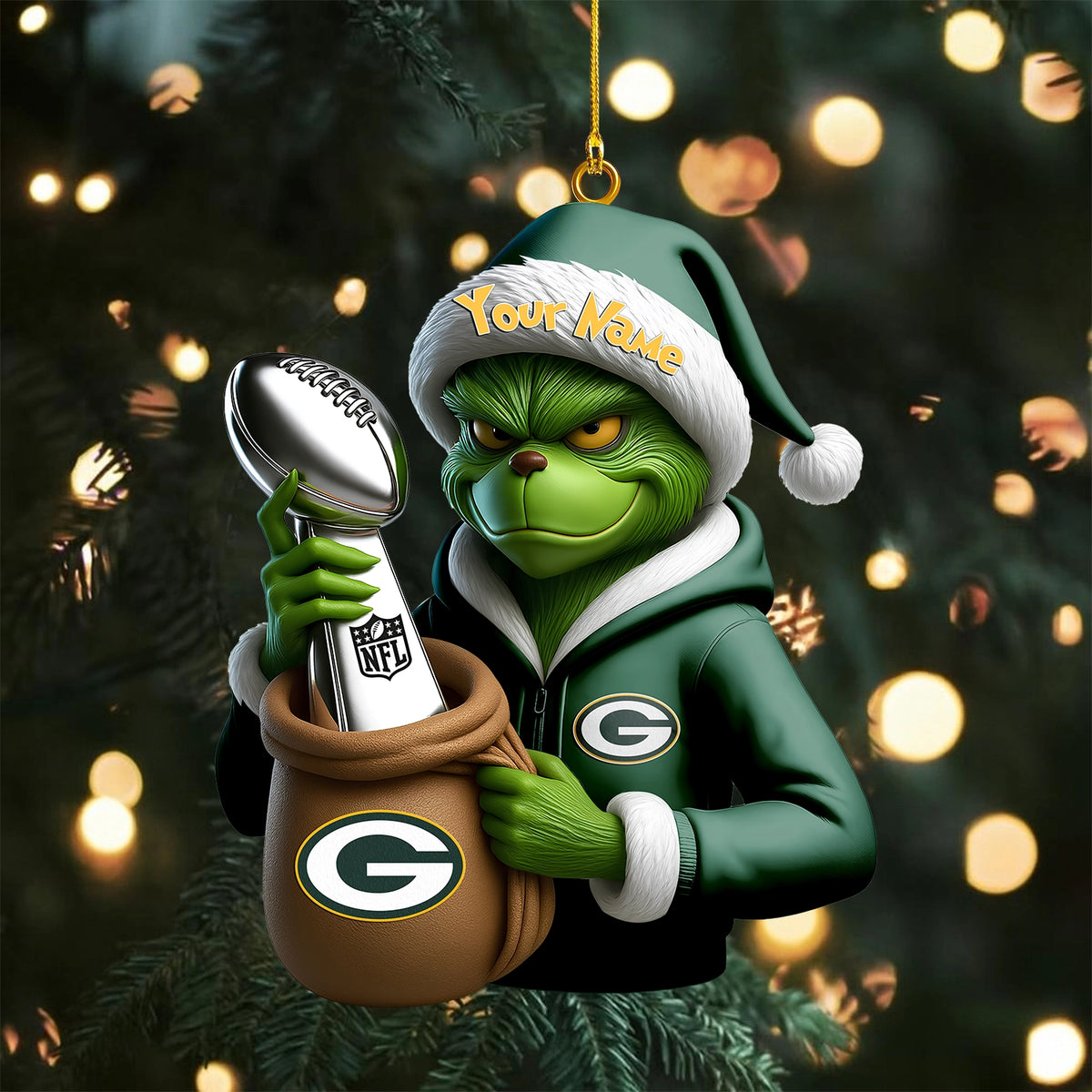 [SPECIAL OFFER] NEW CUSTOMIZED NFL08 GBP GREEN BAY PACKERS CHRISTMAS ACRYLIC ORNAMENT