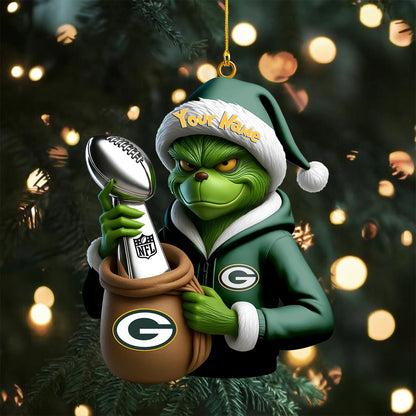 [SPECIAL OFFER] NEW CUSTOMIZED NFL08 GBP GREEN BAY PACKERS CHRISTMAS ACRYLIC ORNAMENT
