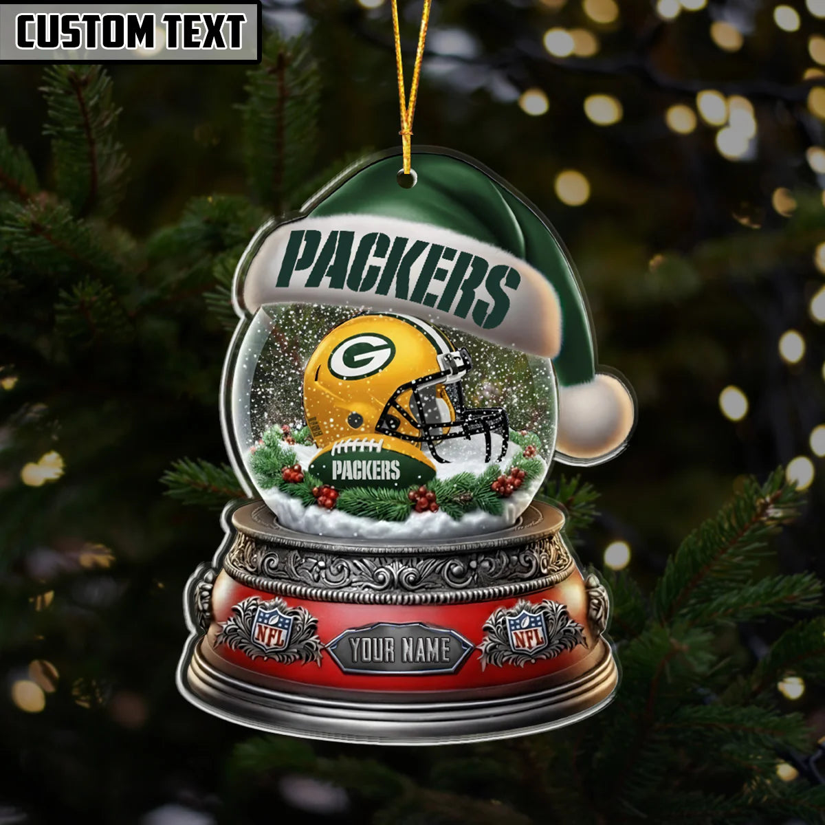 [SPECIAL OFFER] NEW CUSTOMIZED NFL08 GBP GREEN BAY PACKERS CHRISTMAS ACRYLIC ORNAMENT