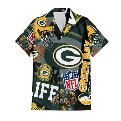 [SPECIAL OFFER] NEW CUSTOMIZED NFL08 GBP GREEN BAY PACKERS UNISEX HAWAIIAN SHIRT & SHORTS SET