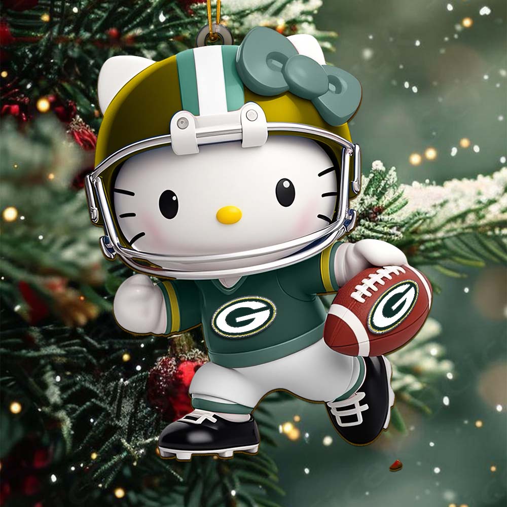 [SPECIAL OFFER] NEW CUSTOMIZED NFL08 GBP GREEN BAY PACKERS HELLO KITTY ACRYLIC ORNAMENT