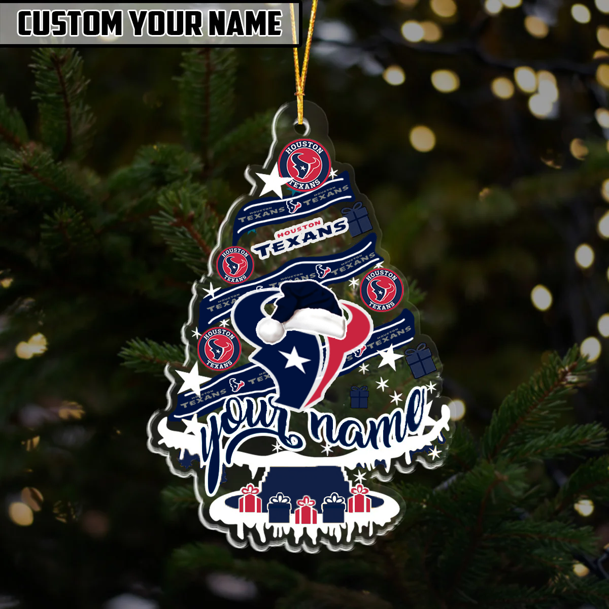 [SPECIAL OFFER] NEW CUSTOMIZED NFL15 HTT HOUSTON TEXANS CHRISTMAS ACRYLIC ORNAMENT
