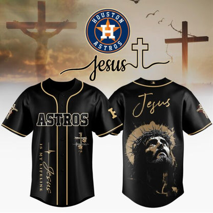 [FLASH SALE] NEW CUSTOMIZED MLB10 HAS HOUSTON ASTROS x JESUS CHRIST BASEBALL JERSEY