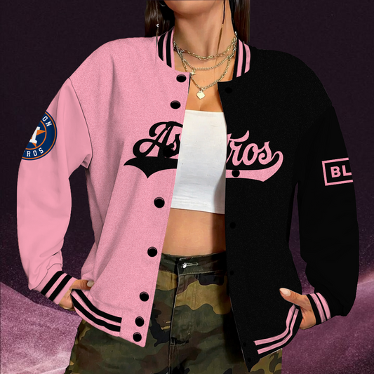 [FLASH SALE] NEW CUSTOMIZED MLB10 HAS HOUSTON ASTROS SATIN VARSITY & BASEBALL JACKET
