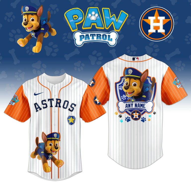 [FLASH SALE] NEW CUSTOMIZED MLB10 HAS HOUSTON ASTROS x PAW PATROL BASEBALL JERSEY & CAP
