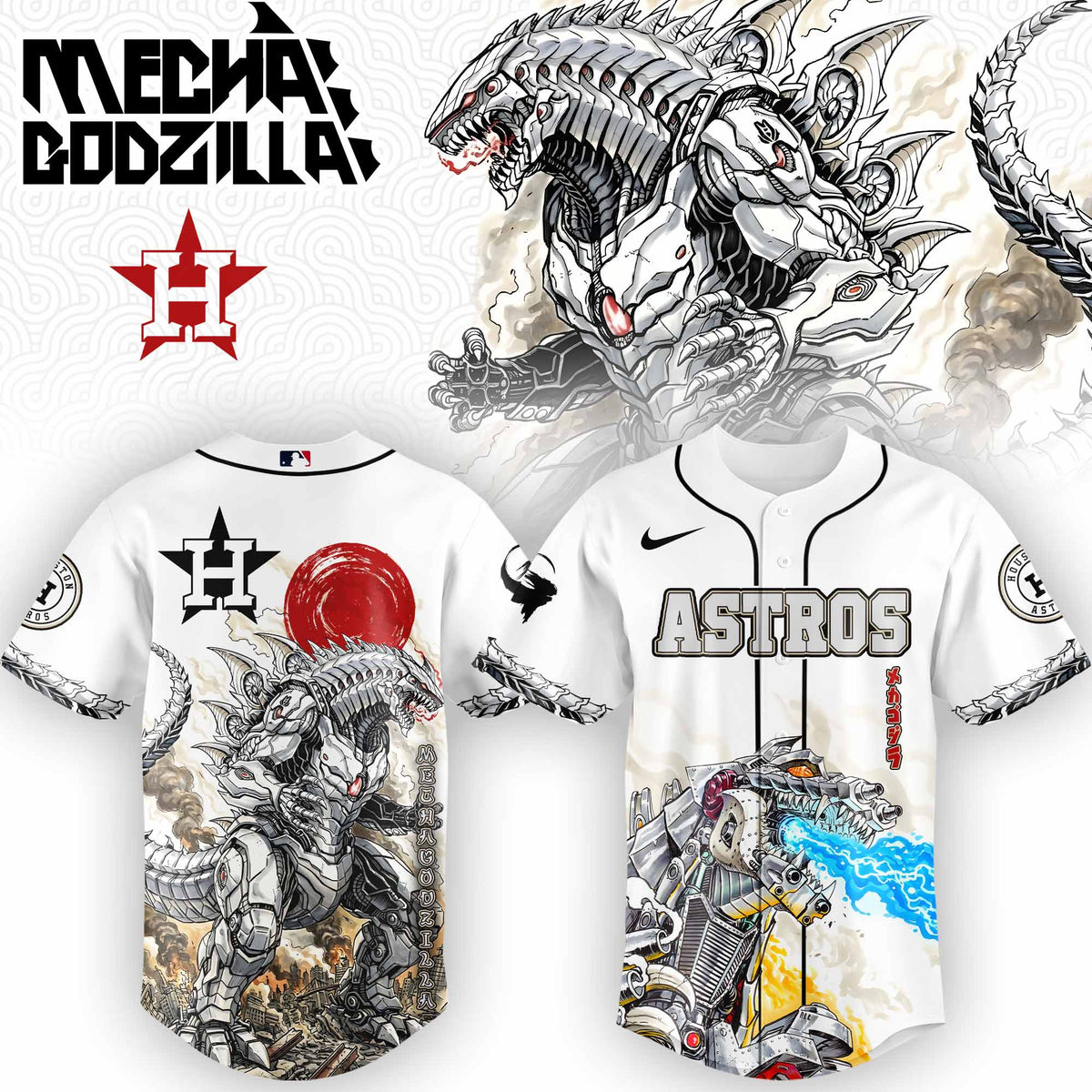 [FLASH SALE] NEW CUSTOMIZED MLB10 HT ASTROS x GODZILLA BASEBALL JERSEY