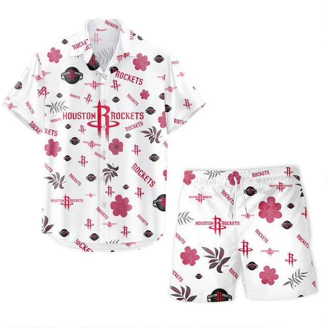 [HOT DEAL] NEW CUSTOMIZED NBA07 HRO HOUSTON ROCKETS UNISEX HAWAIIAN SHIRT & SHORTS SET