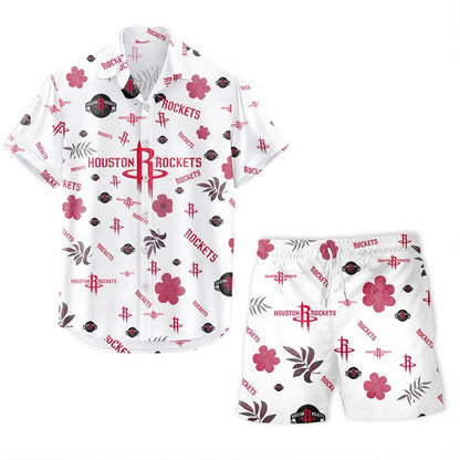 [HOT DEAL] NEW CUSTOMIZED NBA07 HRO HOUSTON ROCKETS UNISEX HAWAIIAN SHIRT & SHORTS SET