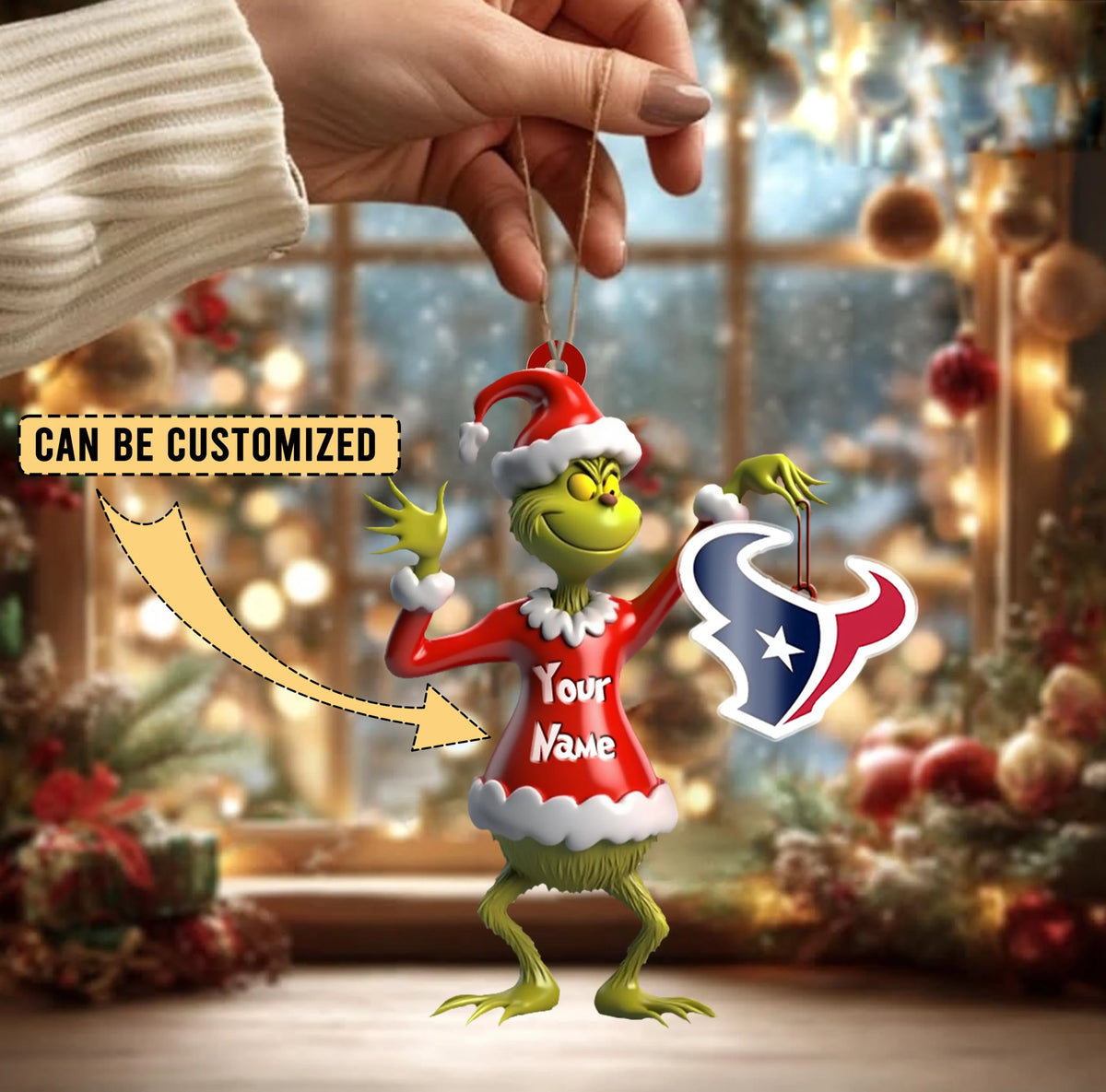 [SPECIAL OFFER] NEW CUSTOMIZED NFL15 HTT HOUSTON TEXANS CHRISTMAS ACRYLIC ORNAMENT