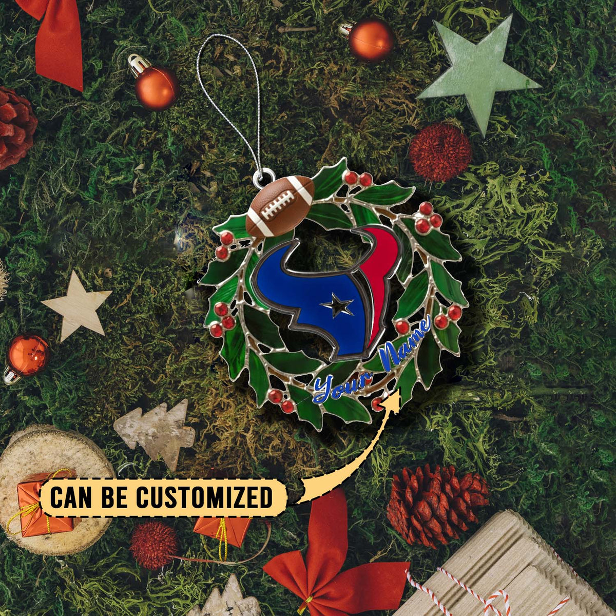 [SPECIAL OFFER] NEW CUSTOMIZED NFL15 HTT HOUSTON TEXANS CHRISTMAS ACRYLIC ORNAMENT