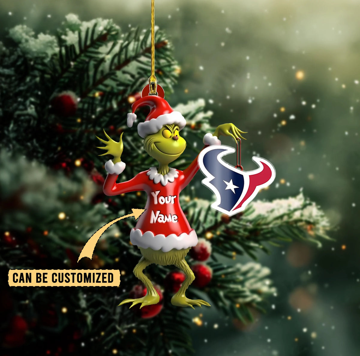 [SPECIAL OFFER] NEW CUSTOMIZED NFL15 HTT HOUSTON TEXANS CHRISTMAS ACRYLIC ORNAMENT