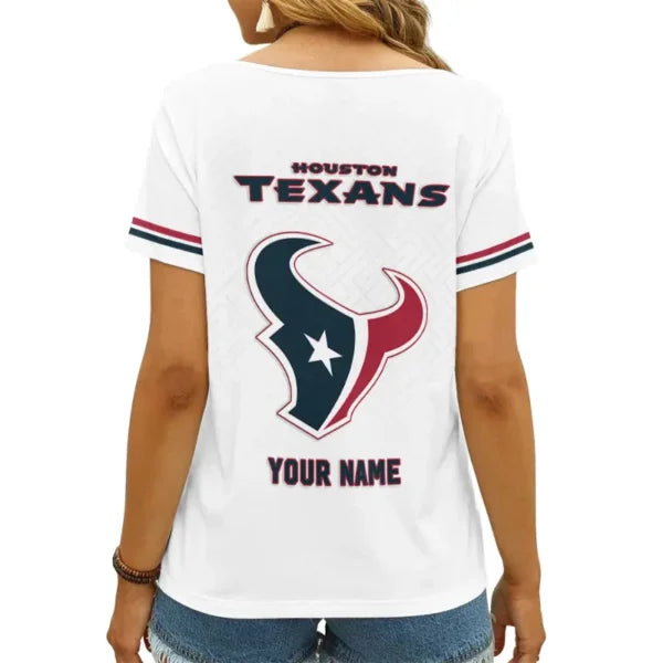 [SPECIAL OFFER] NEW CUSTOMIZED NFL15 HTT HOUSTON TEXANS V-NECK FEMALE SHIRT