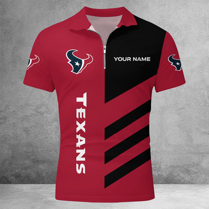 [SPECIAL OFFER] NEW CUSTOMIZED NFL15 HTT HOUSTON TEXANS ZIP POLO SHIRT