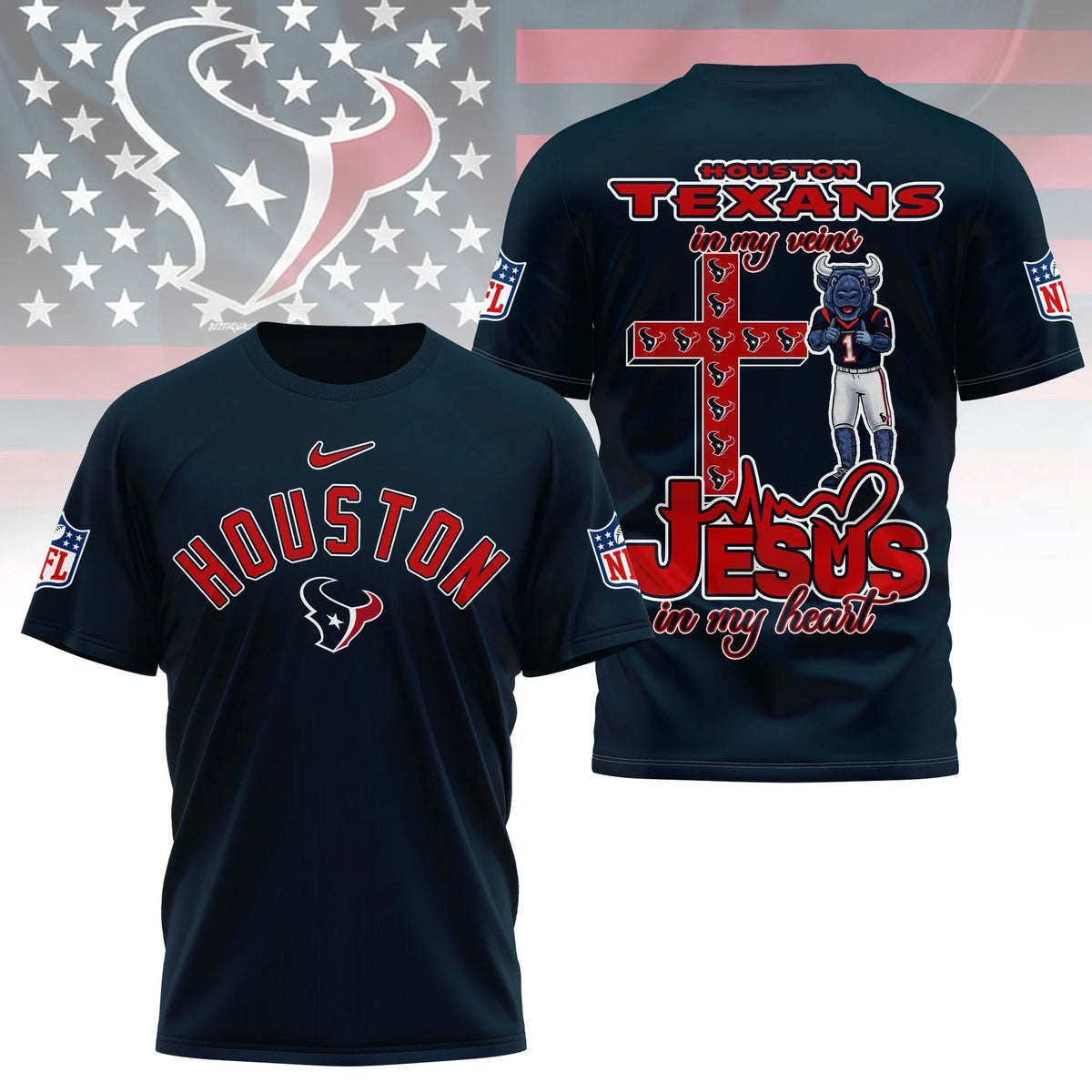 [SPECIAL OFFER] NEW CUSTOMIZED NFL15 HTT HOUSTON TEXANS T-SHIRT | MULTIPLE COLORS AVAILABLE