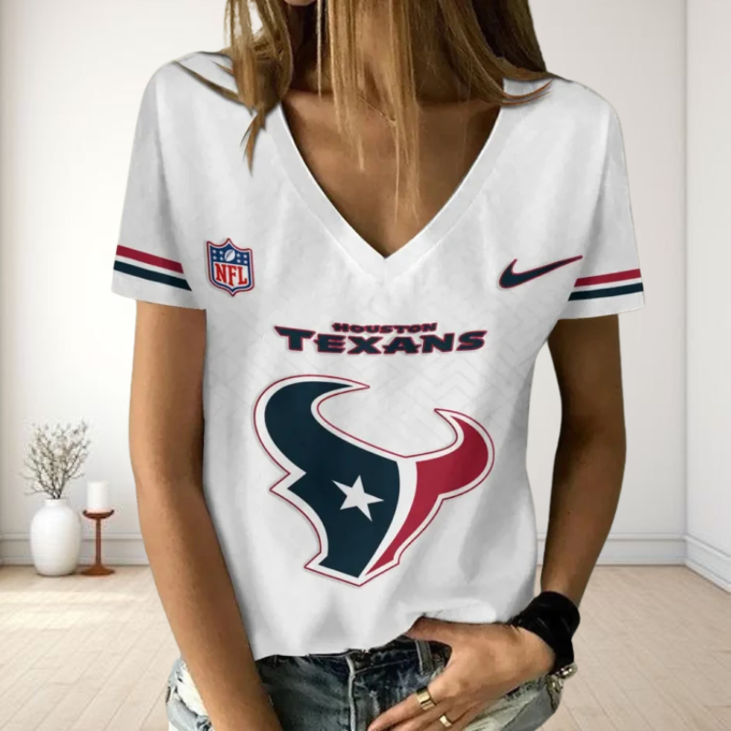 [SPECIAL OFFER] NEW CUSTOMIZED NFL15 HTT HOUSTON TEXANS V-NECK FEMALE SHIRT