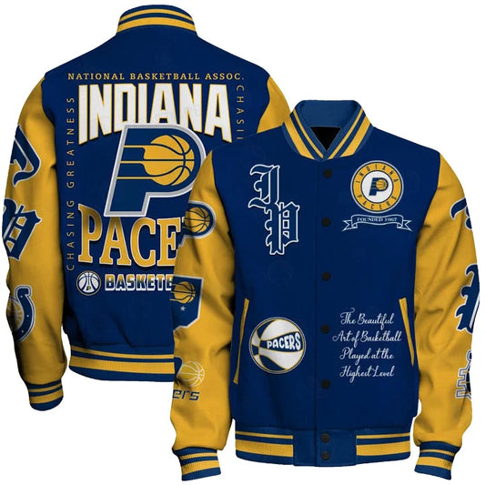 [HOT DEAL] NEW CUSTOMIZED NBA06 IPA INDIANA PACERS BASEBALL JACKET, SATIN VARSITY JACKET