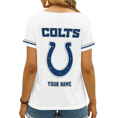 [SPECIAL OFFER] NEW CUSTOMIZED NFL17 IDC INDIANAPOLIS COLTS V-NECK FEMALE SHIRT