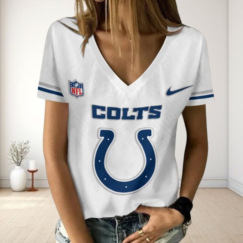 [SPECIAL OFFER] NEW CUSTOMIZED NFL17 IDC INDIANAPOLIS COLTS V-NECK FEMALE SHIRT