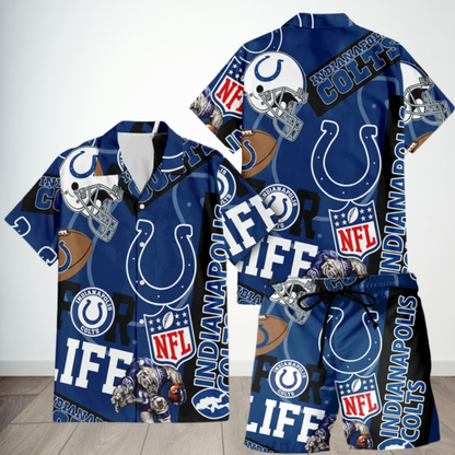 [SPECIAL OFFER] NEW CUSTOMIZED NFL17 IDC INDIANAPOLIS COLTS UNISEX HAWAIIAN SHIRT & SHORTS SET