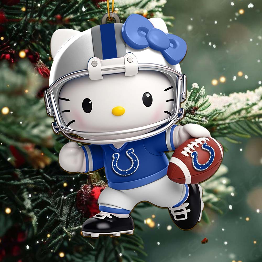 [SPECIAL OFFER] NEW CUSTOMIZED NFL17 IDC INDIANAPOLIS COLTS HELLO KITTY ACRYLIC ORNAMENT