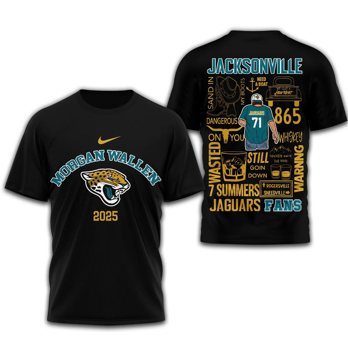 [SPECIAL OFFER] NEW CUSTOMIZED NFL30 JSJ JACKSONVILLE JAGUARS T-SHIRT | MULTIPLE COLORS AVAILABLE