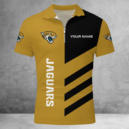 [SPECIAL OFFER] NEW CUSTOMIZED NFL30 JSJ JACKSONVILLE JAGUARS ZIP POLO SHIRT