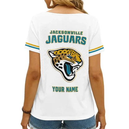 [SPECIAL OFFER] NEW CUSTOMIZED NFL30 JSJ JACKSONVILLE JAGUARS V-NECK FEMALE SHIRT