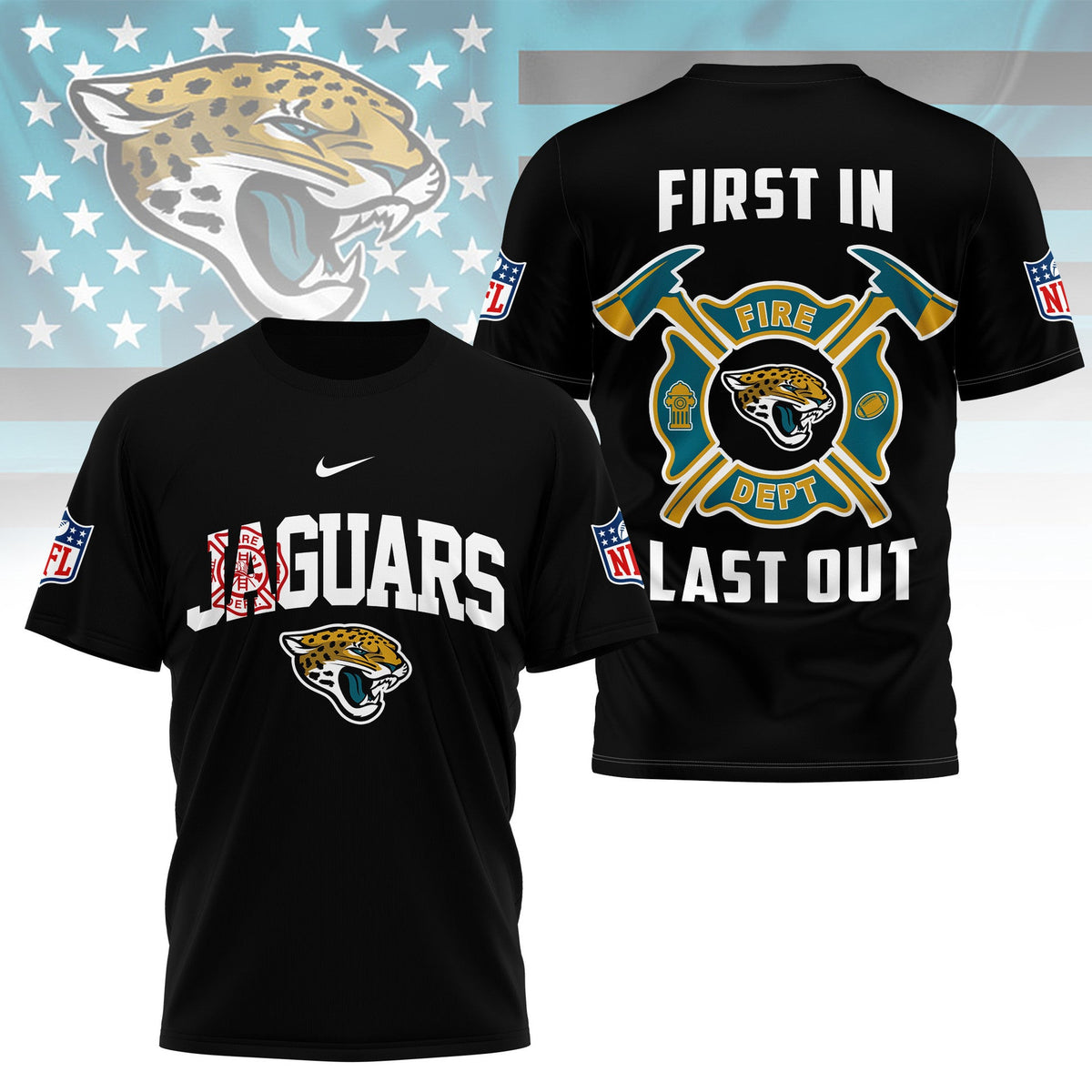 [SPECIAL OFFER] NEW CUSTOMIZED NFL30 JSJ JACKSONVILLE JAGUARS T-SHIRT | MULTIPLE COLORS AVAILABLE