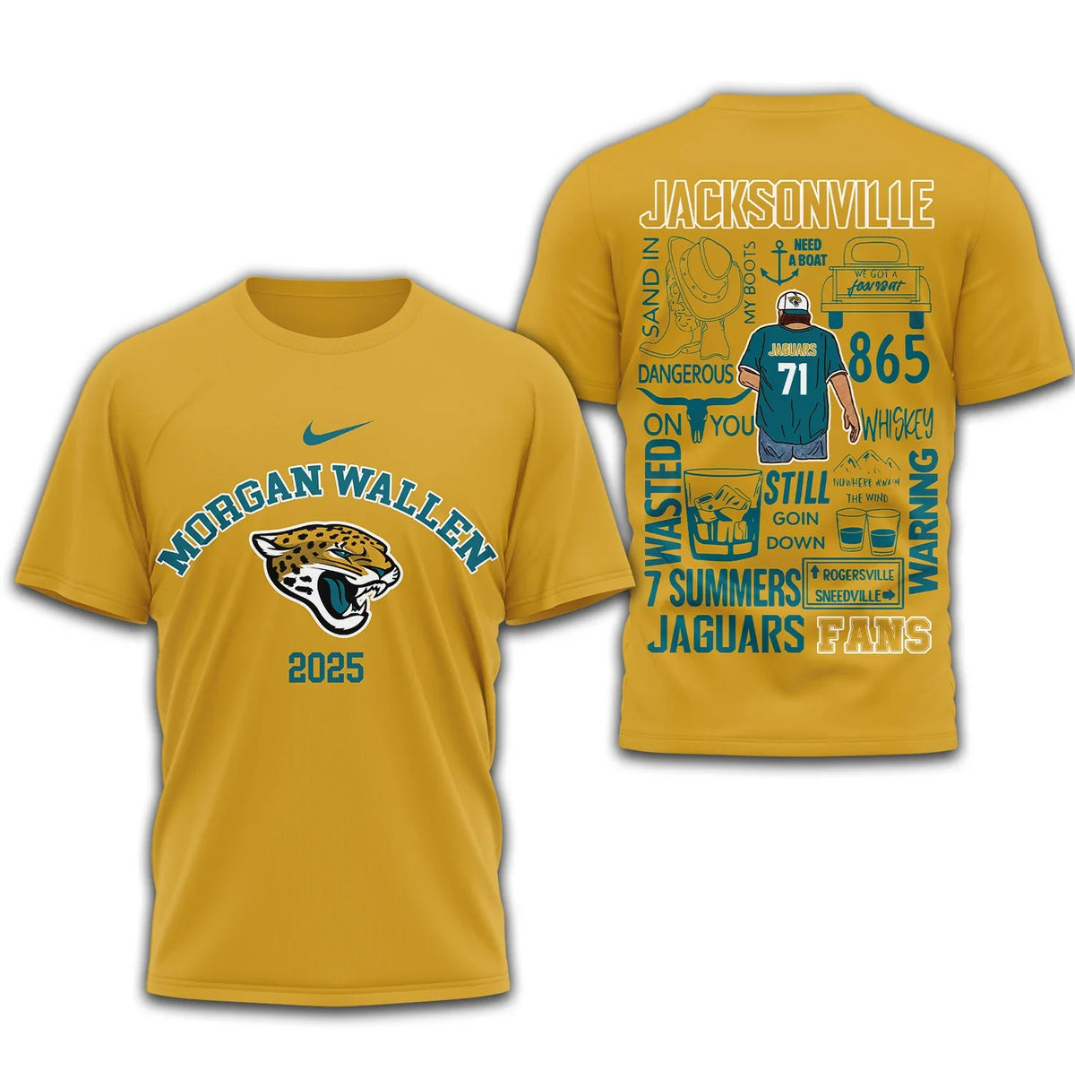 [SPECIAL OFFER] NEW CUSTOMIZED NFL30 JSJ JACKSONVILLE JAGUARS T-SHIRT | MULTIPLE COLORS AVAILABLE