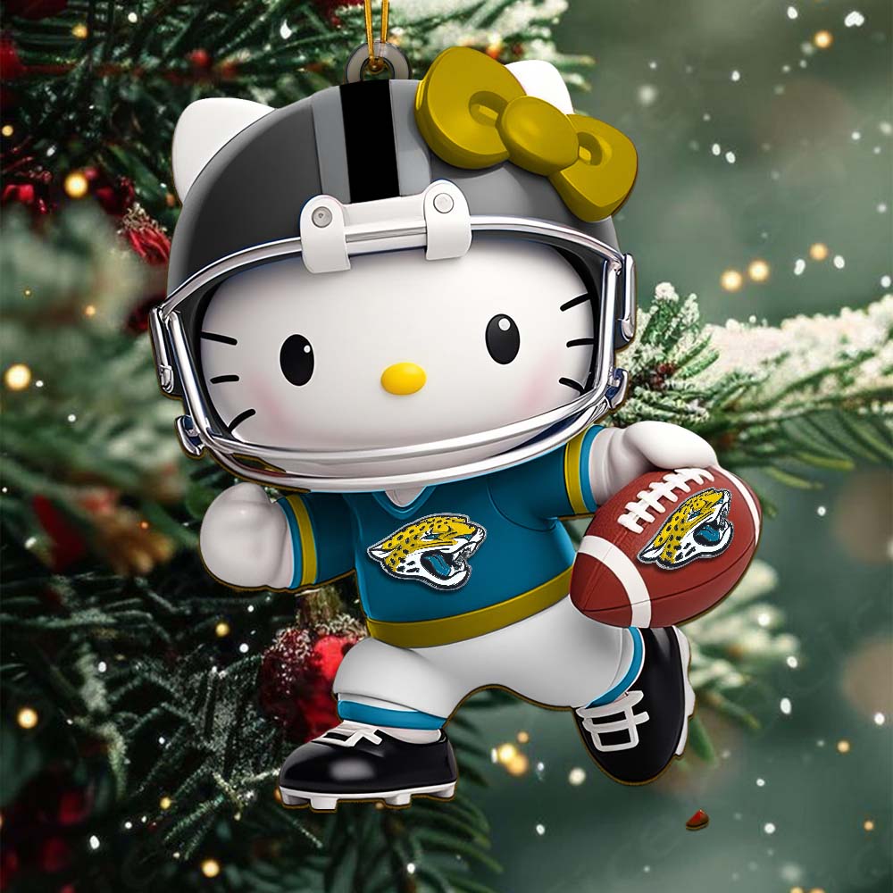 [SPECIAL OFFER] NEW CUSTOMIZED NFL30 JSJ JACKSONVILLE JAGUARS HELLO KITTY ACRYLIC ORNAMENT