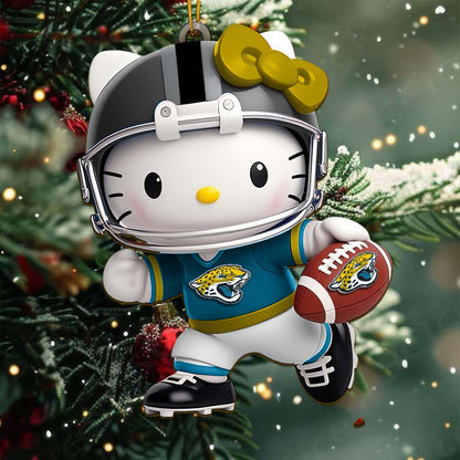 [SPECIAL OFFER] NEW CUSTOMIZED NFL30 JSJ JACKSONVILLE JAGUARS HELLO KITTY ACRYLIC ORNAMENT