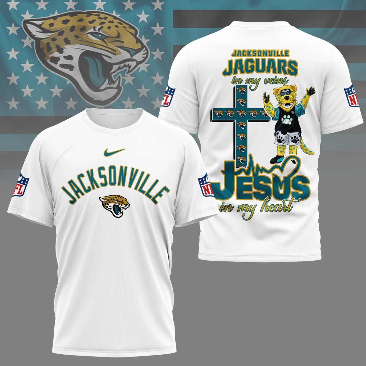 [SPECIAL OFFER] NEW CUSTOMIZED NFL30 JSJ JACKSONVILLE JAGUARS T-SHIRT | MULTIPLE COLORS AVAILABLE