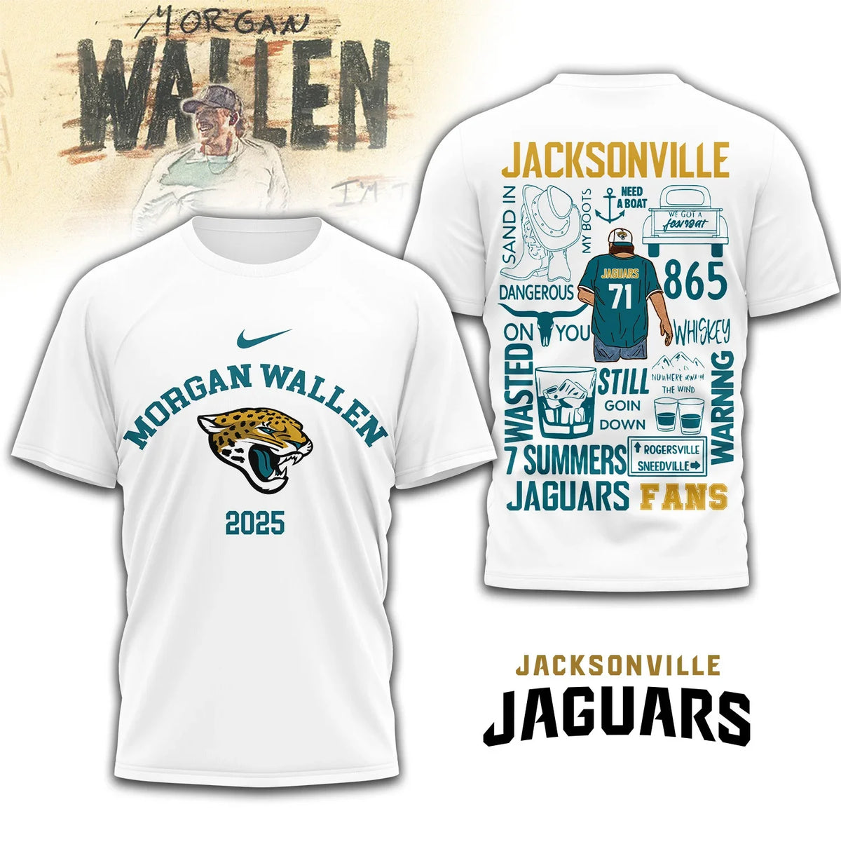 [SPECIAL OFFER] NEW CUSTOMIZED NFL30 JSJ JACKSONVILLE JAGUARS T-SHIRT | MULTIPLE COLORS AVAILABLE