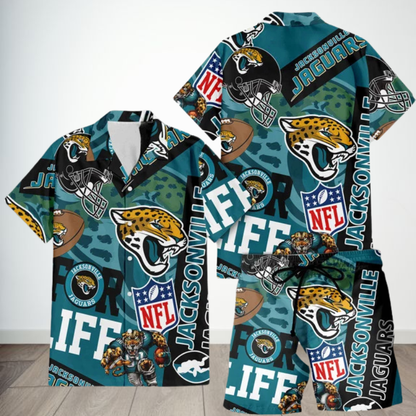 [SPECIAL OFFER] NEW CUSTOMIZED NFL30 JSJ JACKSONVILLE JAGUARS UNISEX HAWAIIAN SHIRT & SHORTS SET