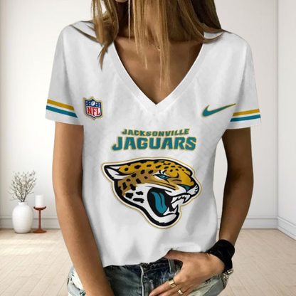 [SPECIAL OFFER] NEW CUSTOMIZED NFL30 JSJ JACKSONVILLE JAGUARS V-NECK FEMALE SHIRT