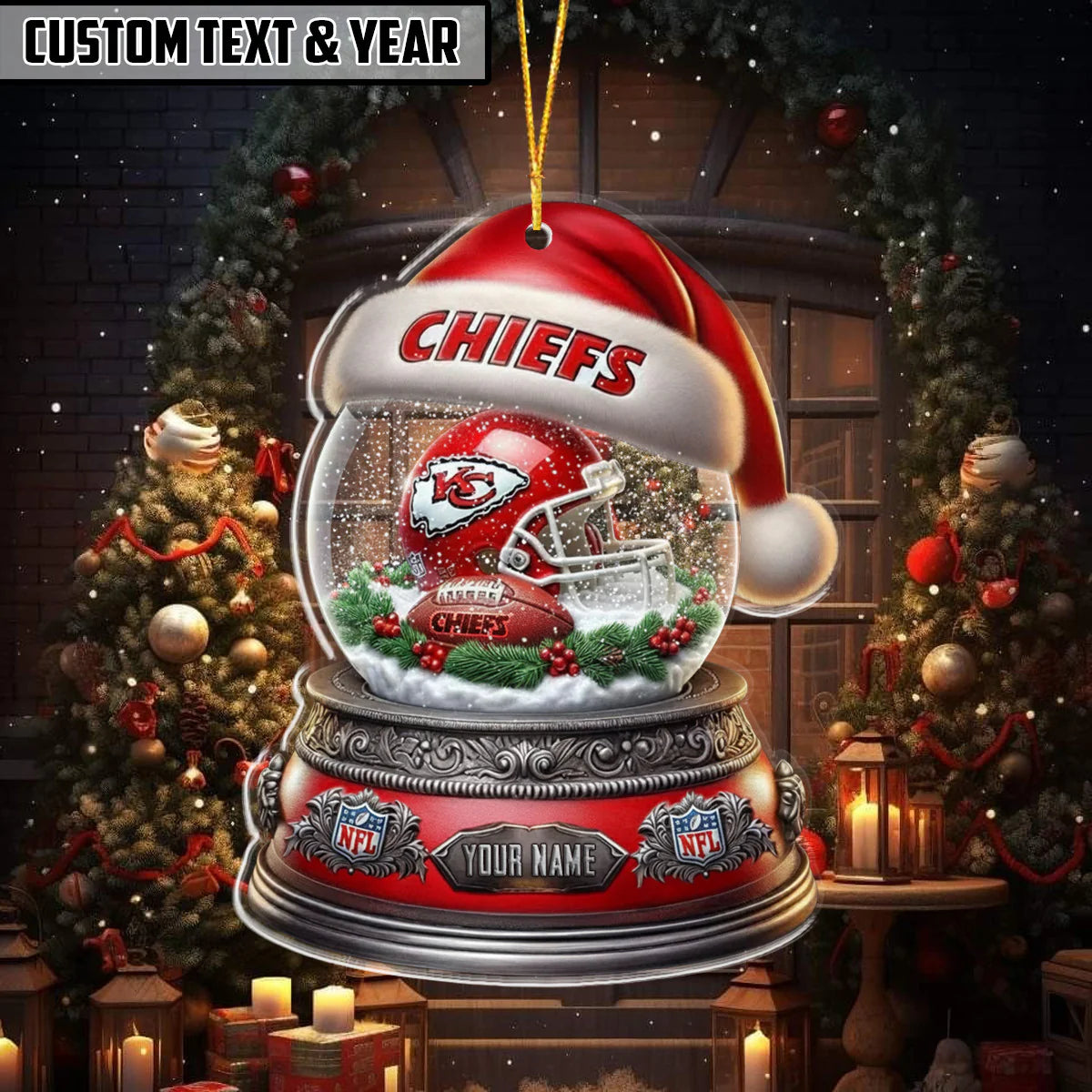 [SPECIAL OFFER] NEW CUSTOMIZED NFL01 KCC KANSAS CITY CHIEFS CHRISTMAS ACRYLIC ORNAMENT