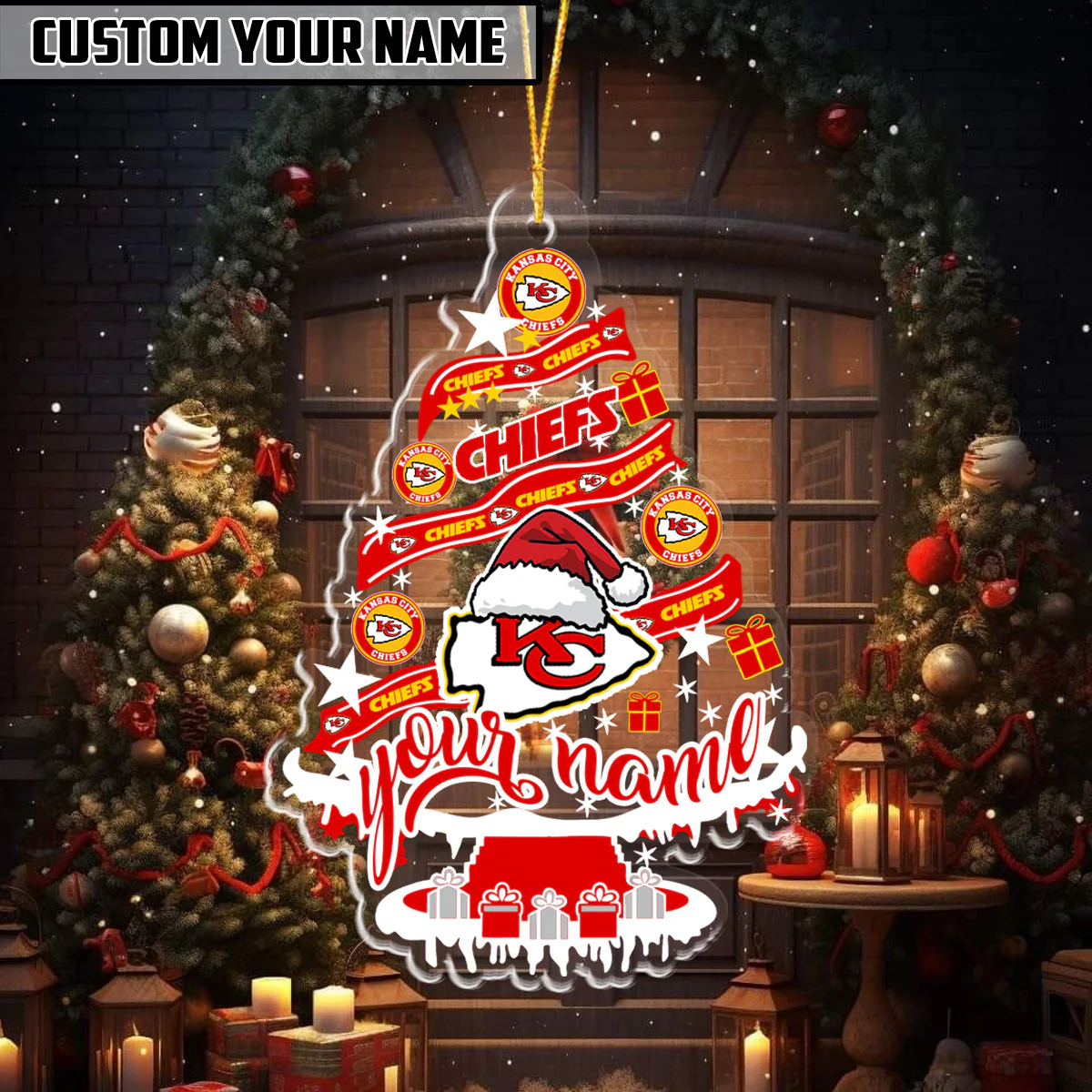 [SPECIAL OFFER] NEW CUSTOMIZED NFL01 KCC KANSAS CITY CHIEFS CHRISTMAS ACRYLIC ORNAMENT