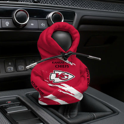 [SPECIAL OFFER] NEW CUSTOMIZED NFL01 KCC KANSAS CITY CHIEFS CAR HOODIE SHIFT KNOB COVER