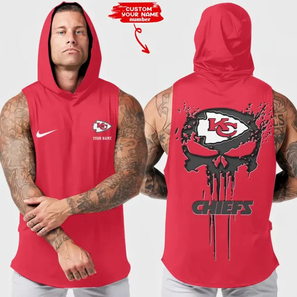 [SPECIAL OFFER] NEW CUSTOMIZED NFL01 KCC KANSAS CITY CHIEFS HOODED TANK TOP