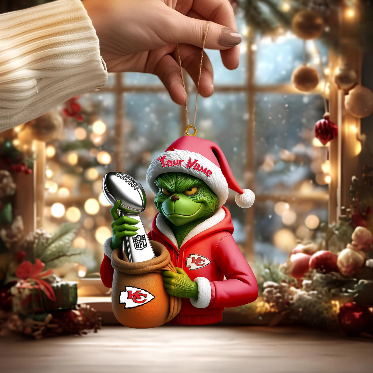 [SPECIAL OFFER] NEW CUSTOMIZED NFL01 KCC KANSAS CITY CHIEFS CHRISTMAS ACRYLIC ORNAMENT