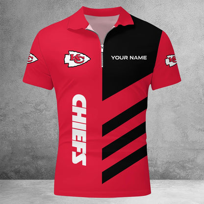 [SPECIAL OFFER] NEW CUSTOMIZED NFL01 KCC KANSAS CITY CHIEFS ZIP POLO SHIRT